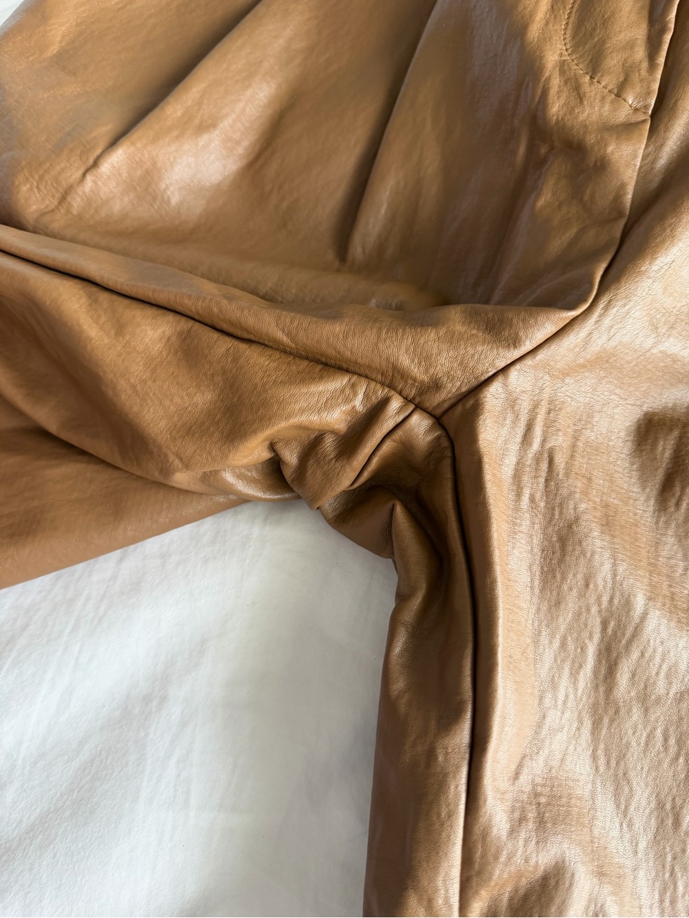 The Frankie Shop Pernille Pleated Faux Leather Shorts in Brown - Picture 8 of 16